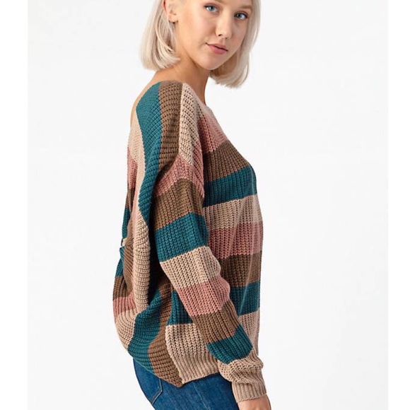 Teal Multi Neutrals Colors Twist Back - Picture 3 of 4